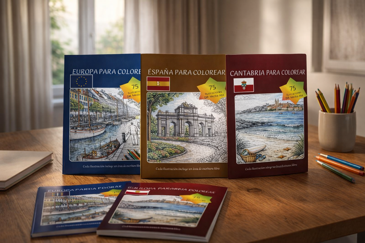 Viaja por España y Europa – Pack 3 Libros para Colorear
